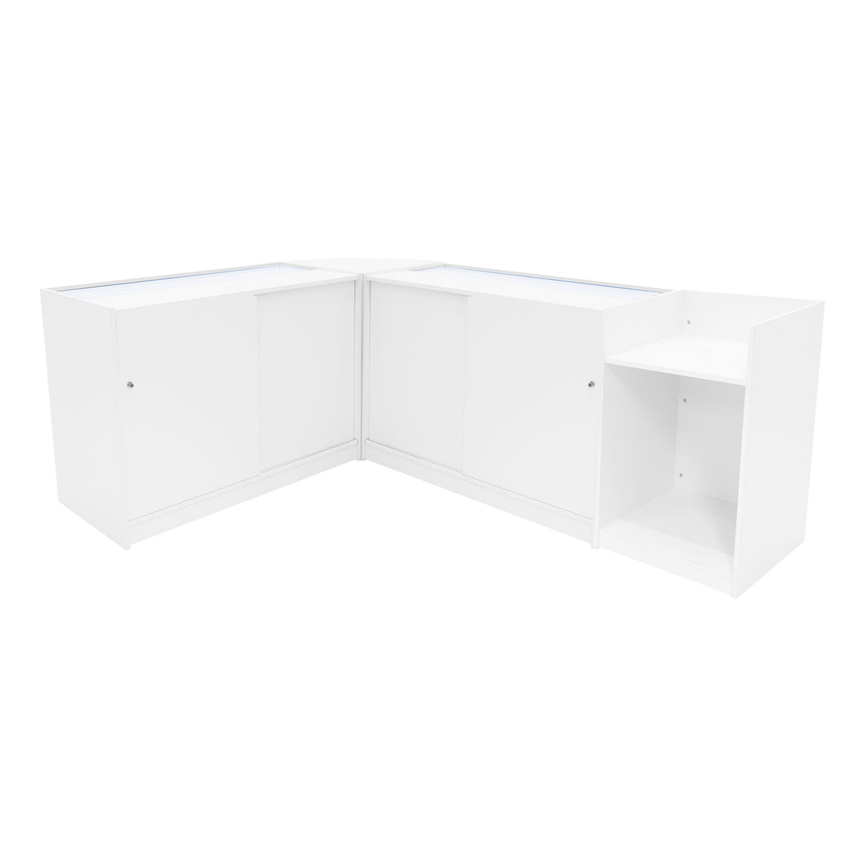 Set Mostradores Comerciales con Luz LED "ARIES" CM60 + 2xK1200 + TB60 – Blanco