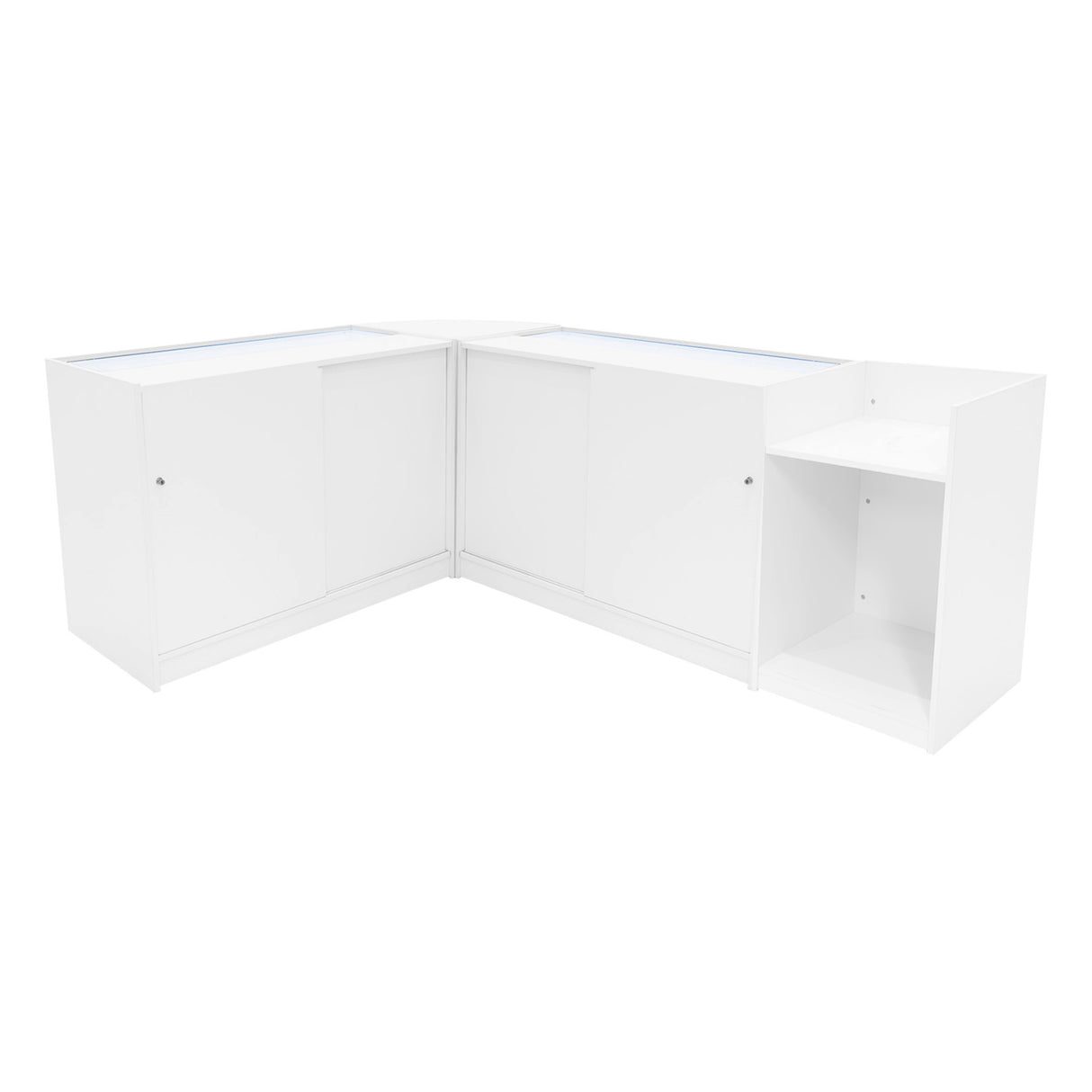 Set Mostradores Comerciales con Luz LED "SAGITTARIUS " LM60 + 2xB1200 + TB60 – Blanco