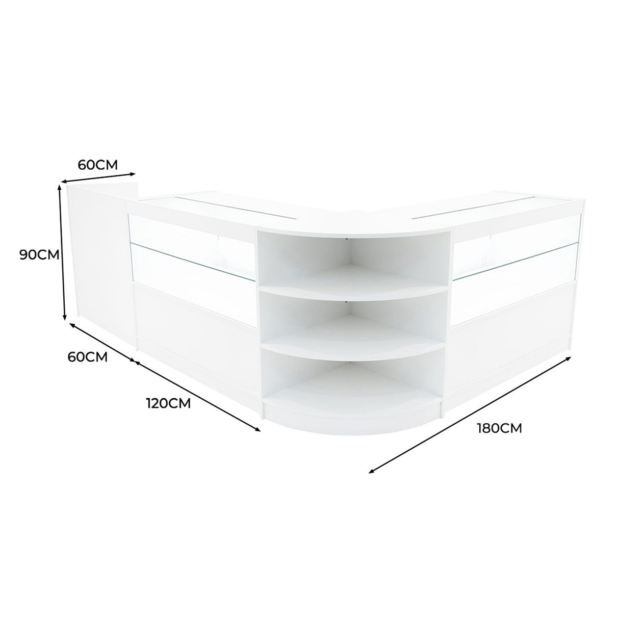 Set Mostradores Comerciales con Luz LED "ECLIPSE" LM60 + 2xC1200 + TB60 – Blanco