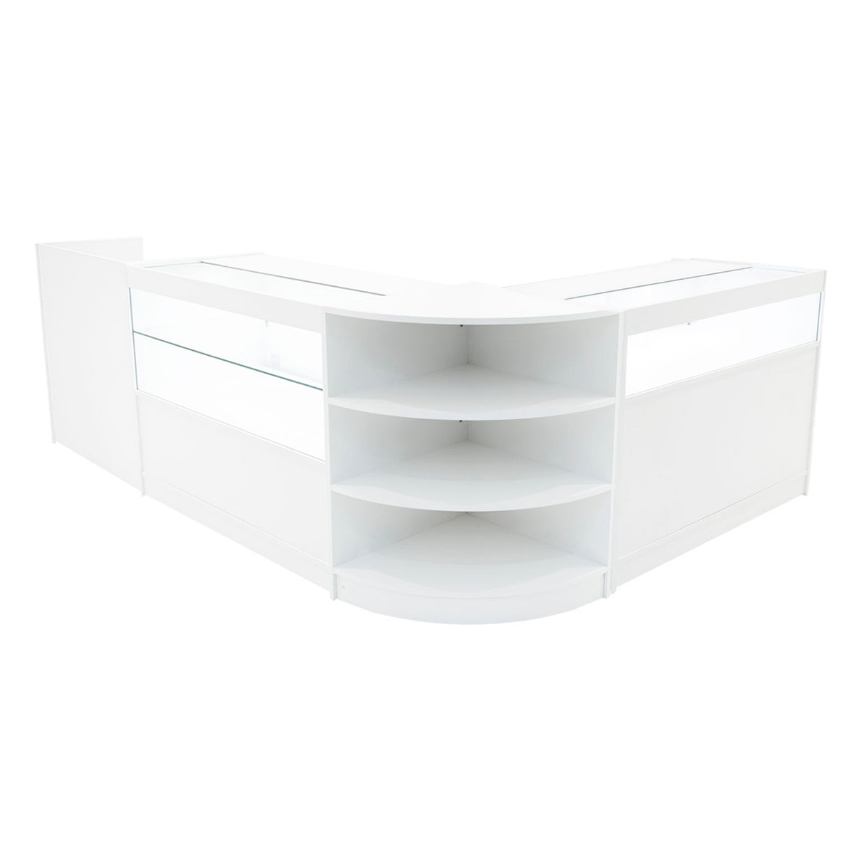 Set Mostradores Comerciales con Luz LED "EUROPA" LM60 + B1200 + C1200 + TB60 – Blanco