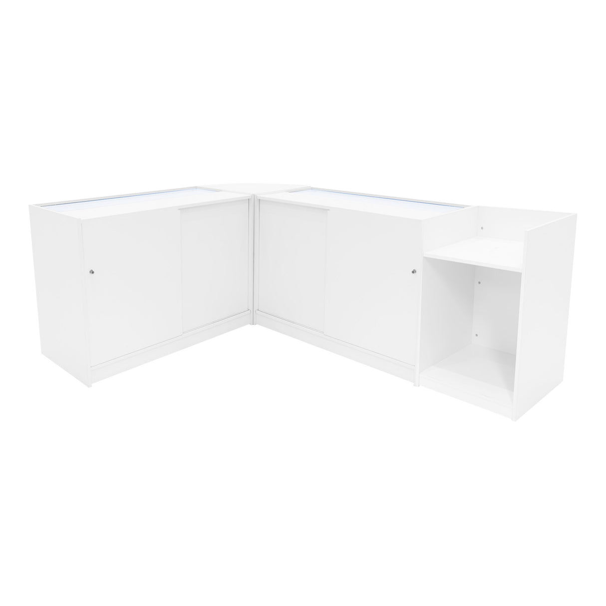 Set Mostradores Comerciales con Luz LED "EUROPA" LM60 + B1200 + C1200 + TB60 – Blanco