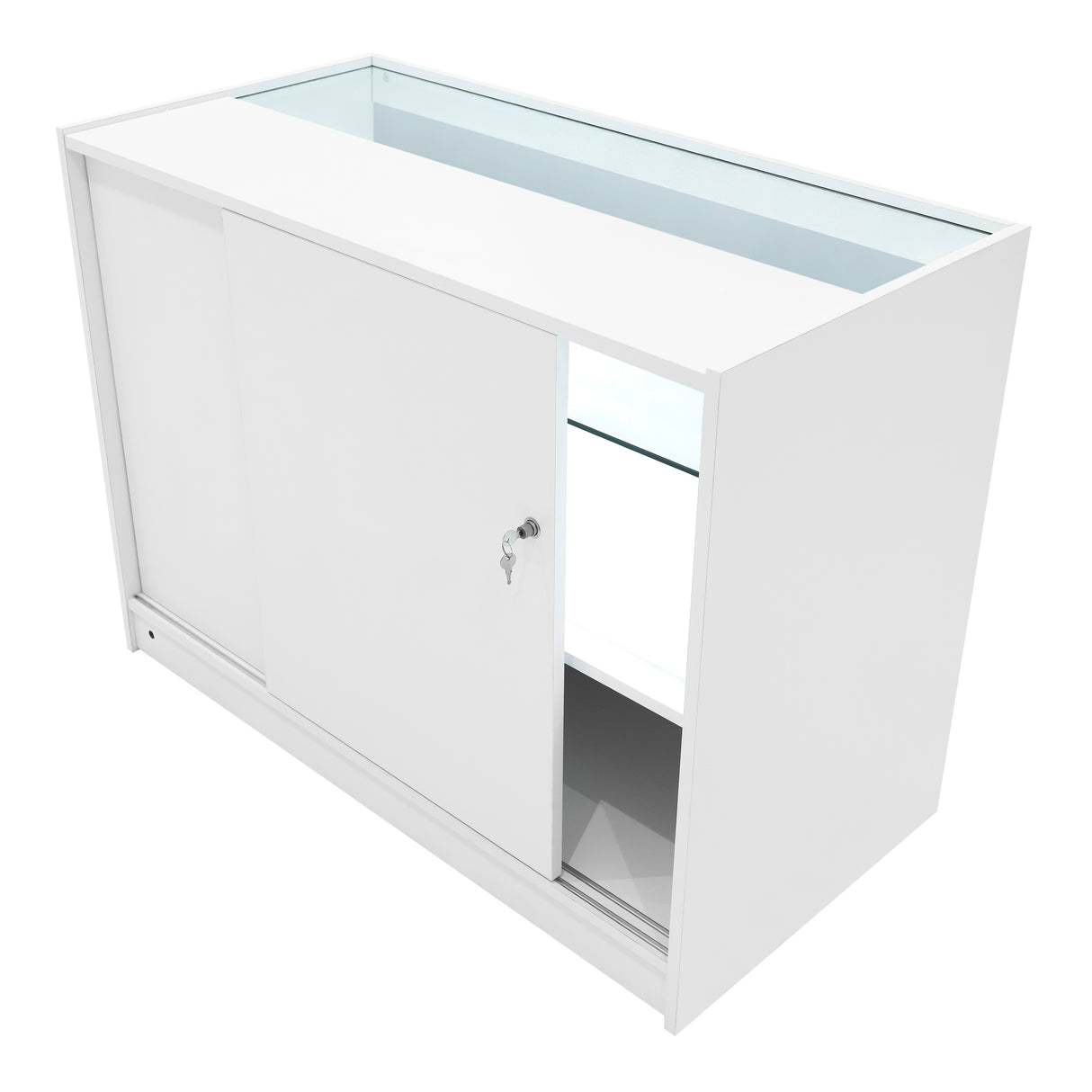 Set Mostradores Comerciales con Luz LED "HYPERION" LM60 + B1200 + K1200 + TB60 – Blanco
