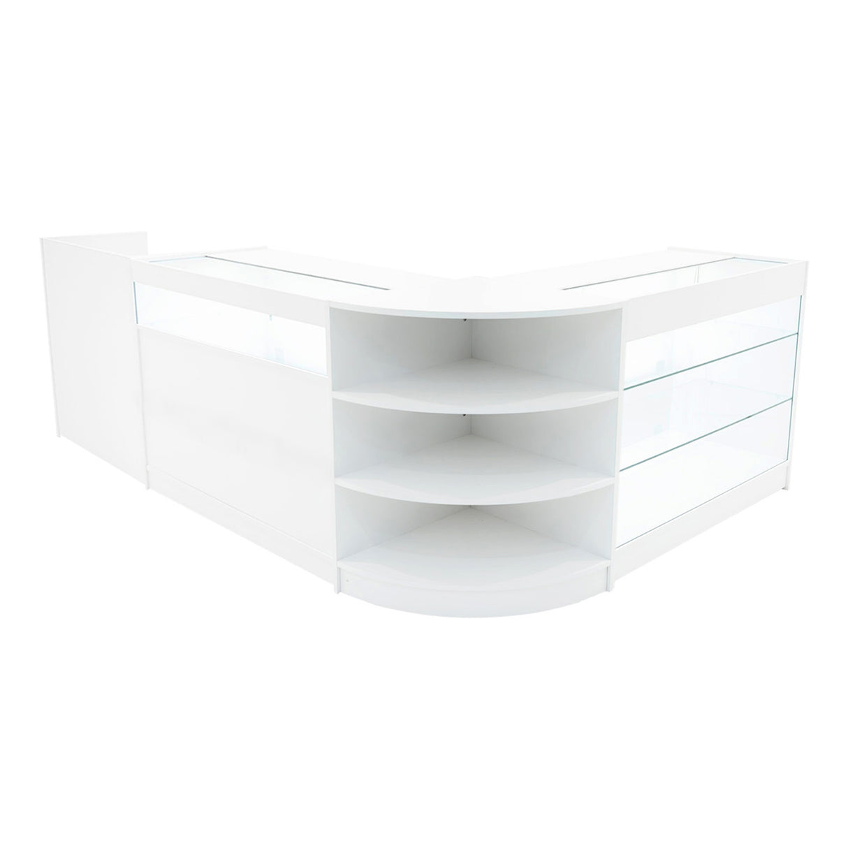 Set Mostradores Comerciales con Luz LED "HYPERION" LM60 + B1200 + K1200 + TB60 – Blanco