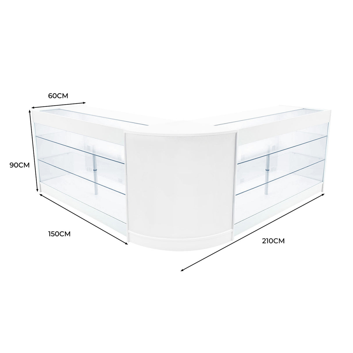 Set Mostradores Comerciales con Luz LED "HELIOS" CM60+ 2x K1500 – Blanco