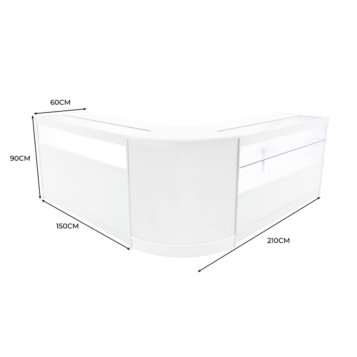 Set Mostradores Comerciales con Luz LED "ADONIS" CM60 + B1500 + C1500 – Blanco