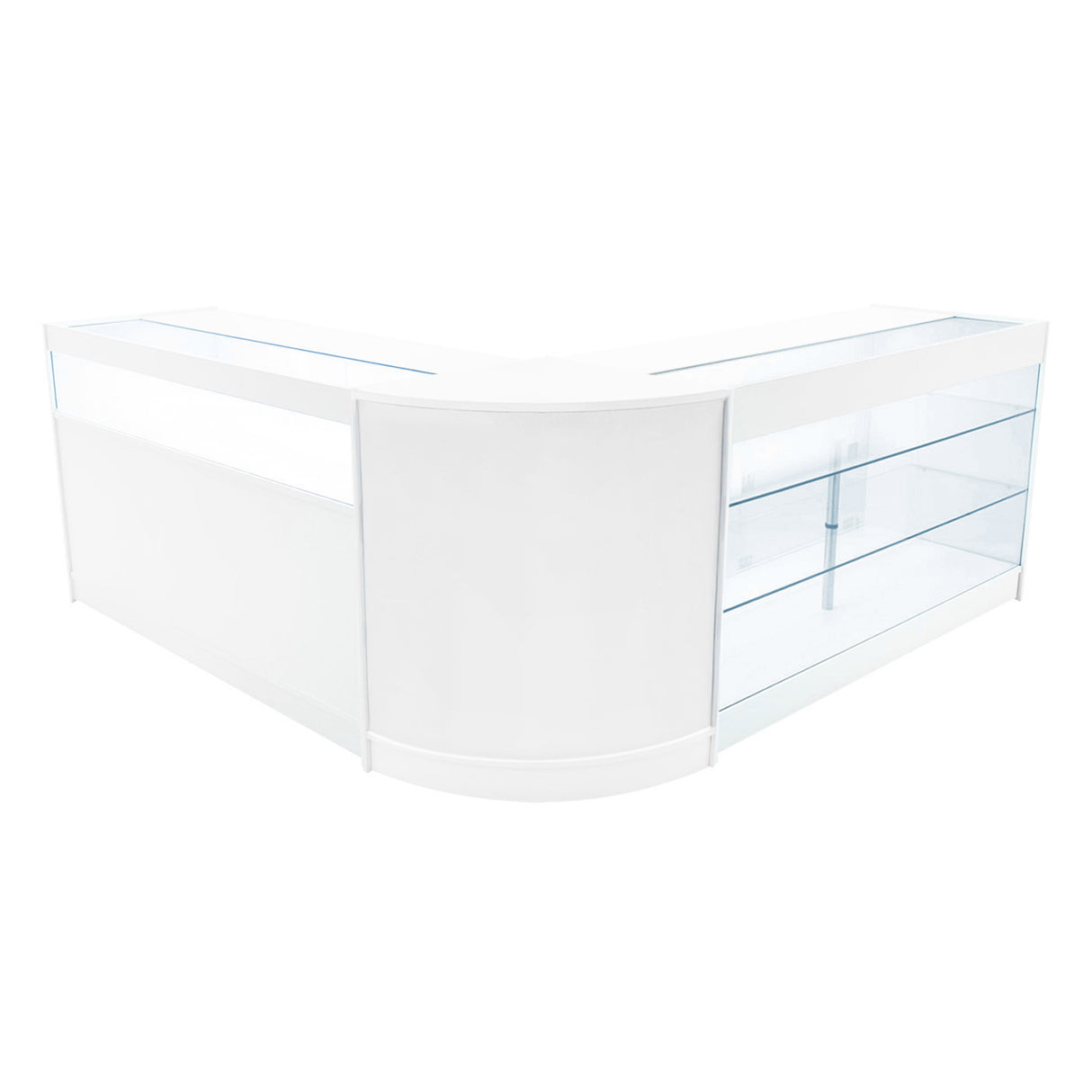 Set Mostradores Comerciales con Luz LED "TRITON" CM60 + K1500 + B1500 – Blanco