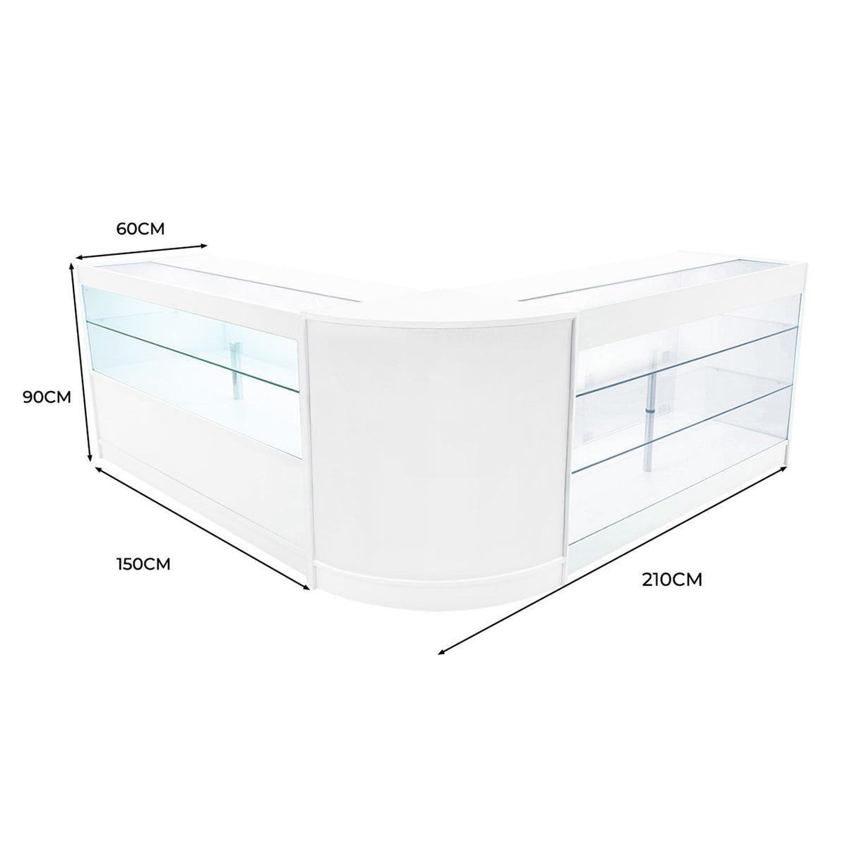 Set Mostradores Comerciales con Luz LED "HERA" CM60 + K1500 + C1500 – Blanco