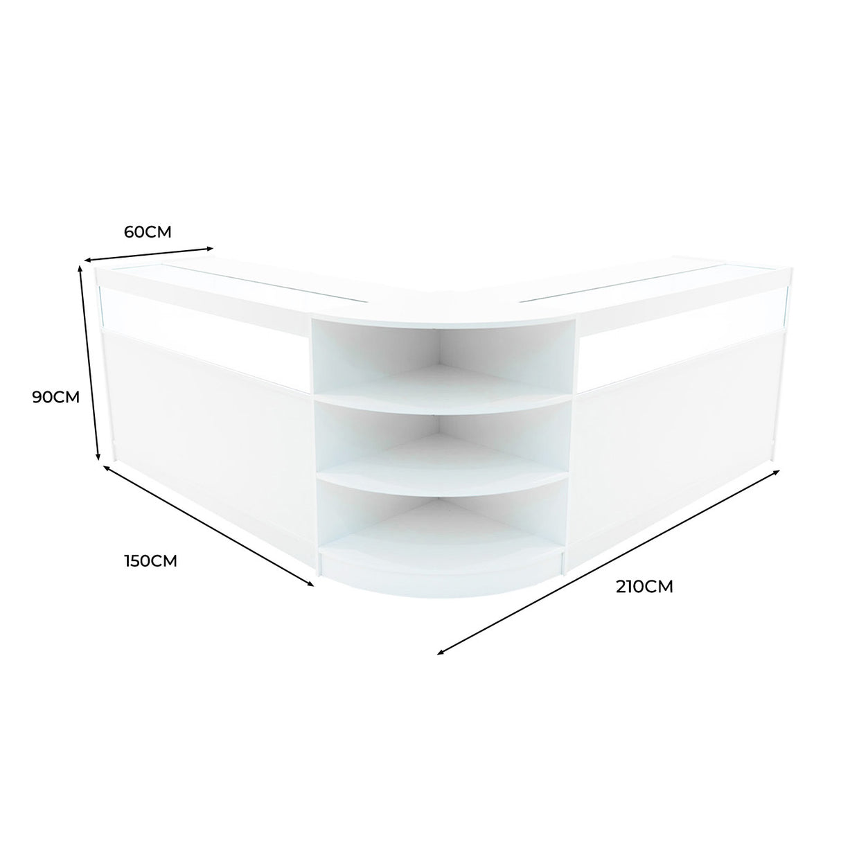 Set Mostradores Comerciales con Luz LED "THESEUS" LM60+ 2x B1500 – Blanco