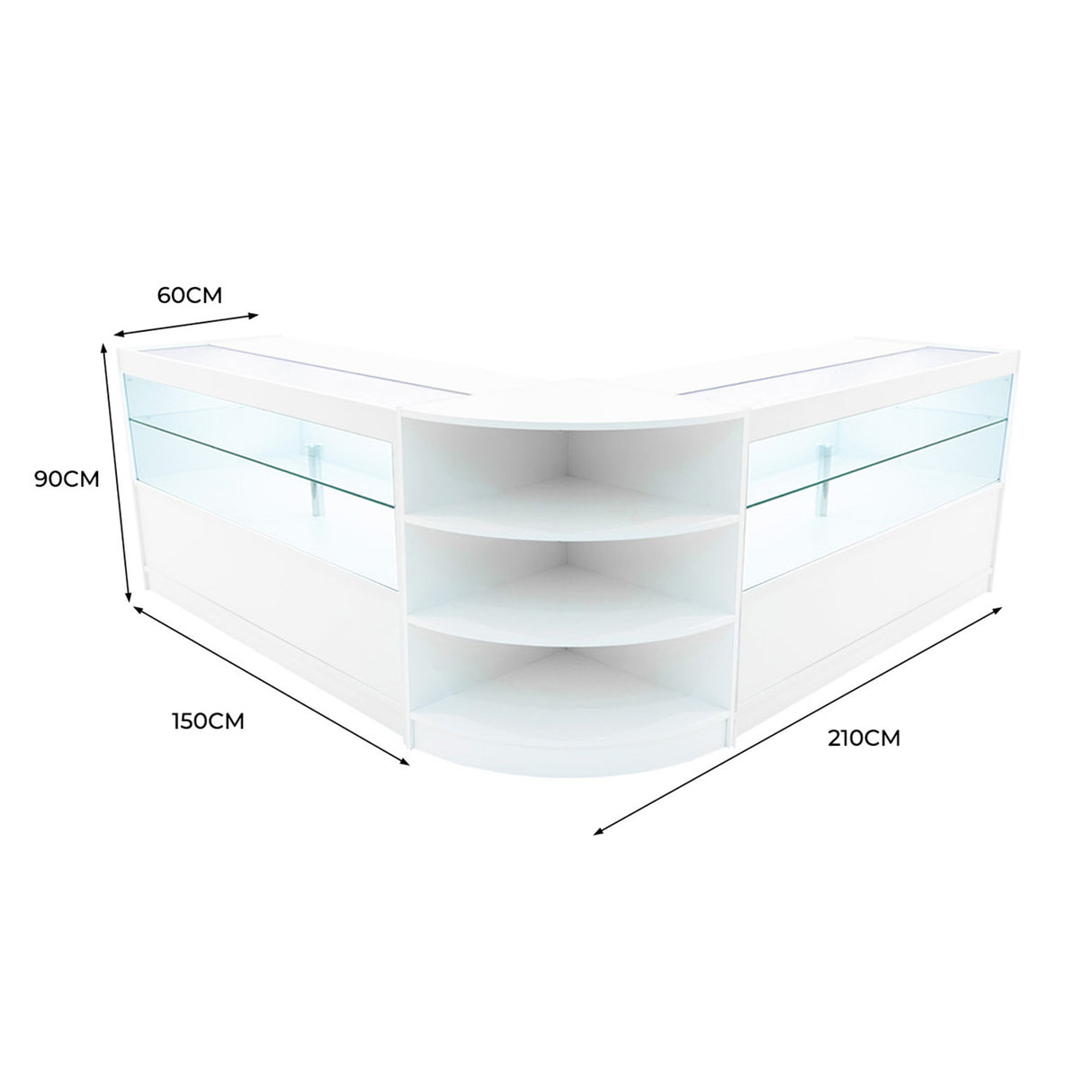 Set Mostradores Comerciales con Luz LED "ANDROMEDA" LM60+ 2x C1500  – Blanco