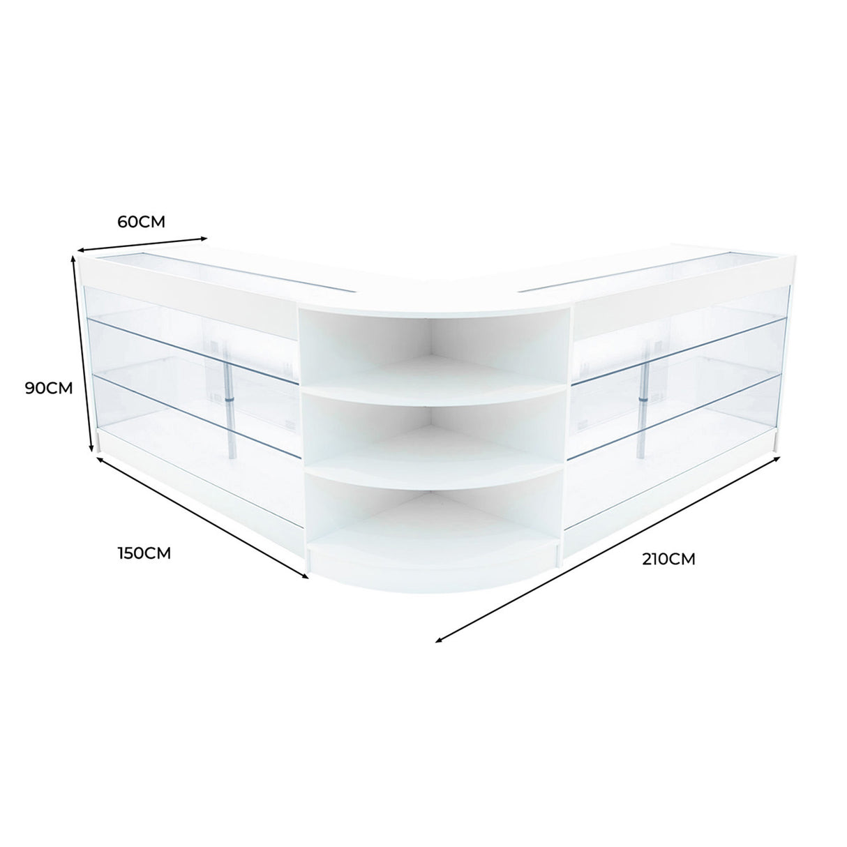 Set Mostradores Comerciales con Luz LED "APOLLO" LM60+ 2x K1500 – Blanco