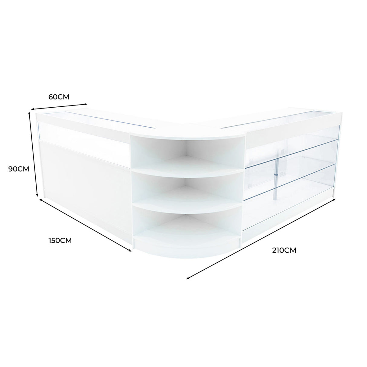 Set Mostradores Comerciales con Luz LED "DEMETER" LM60 + K1500 + B1500 – Blanco
