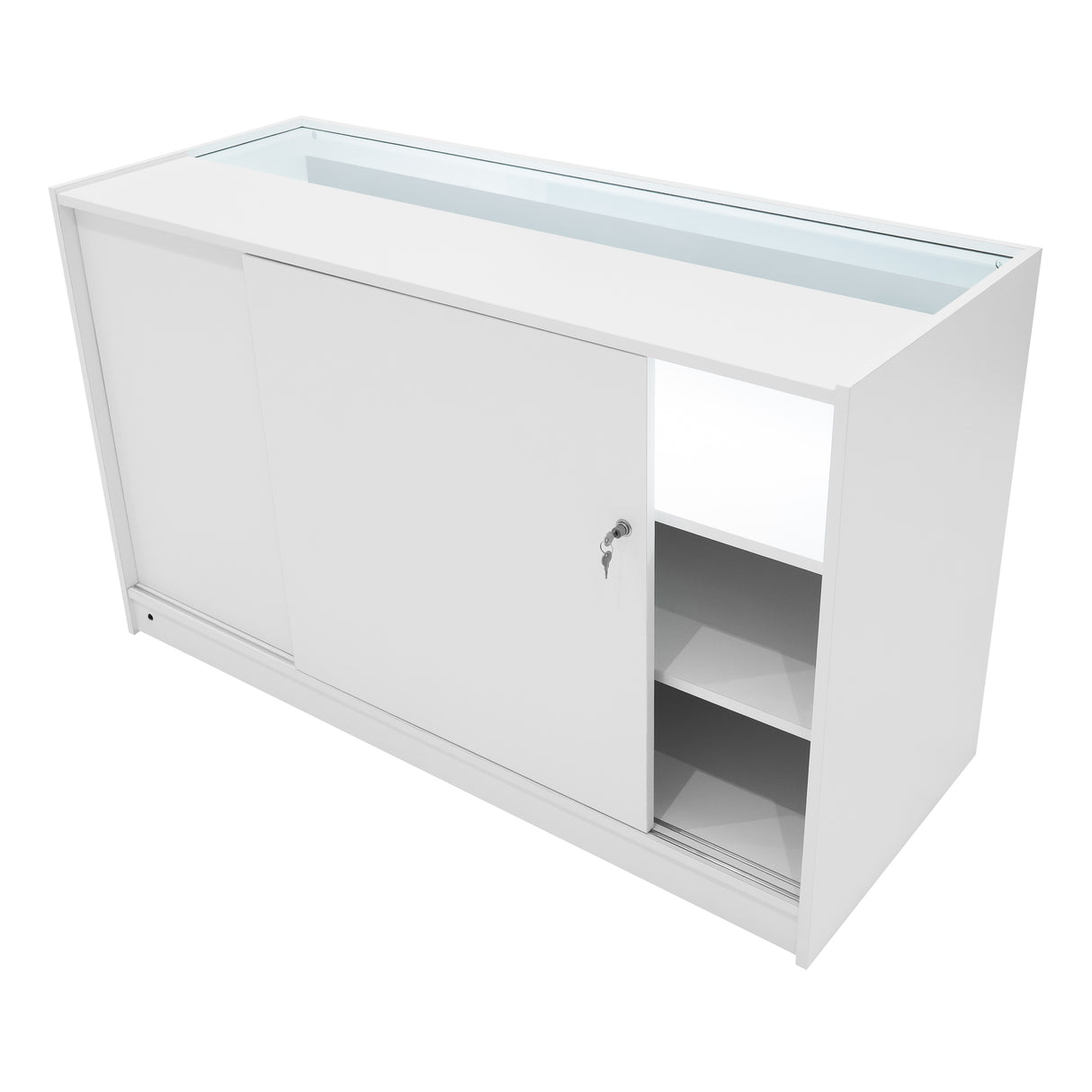 Set Mostradores Comerciales con Luz LED "ARIES" CM60 + 2xK1500 + TB60 – Blanco