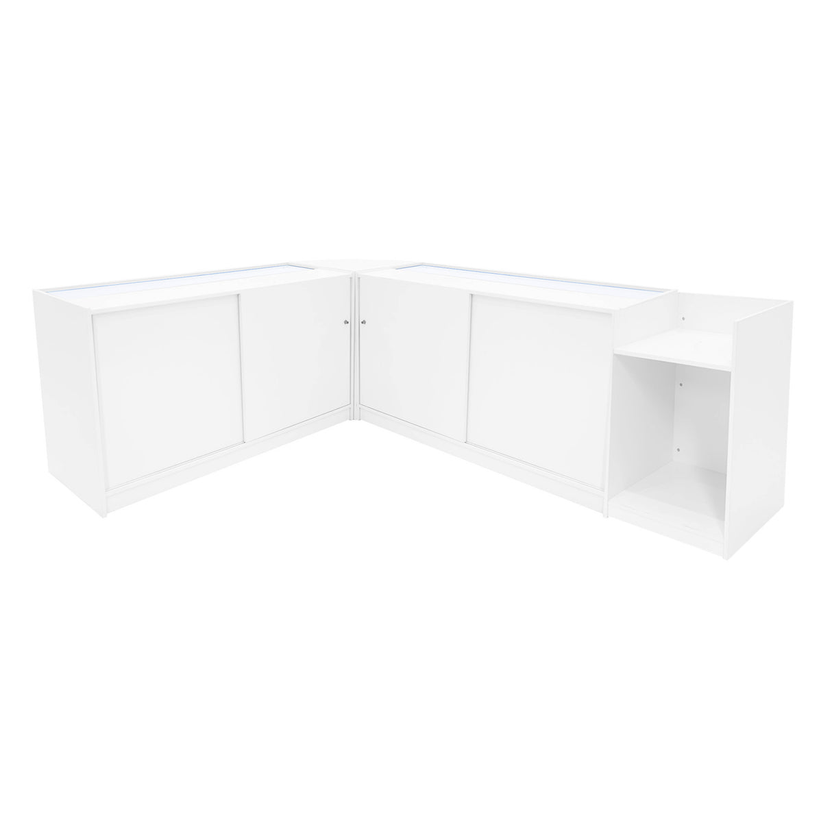Set Mostradores Comerciales con Luz LED "SAGITTARIUS " LM60 + 2xB1500 + TB60 – Blanco