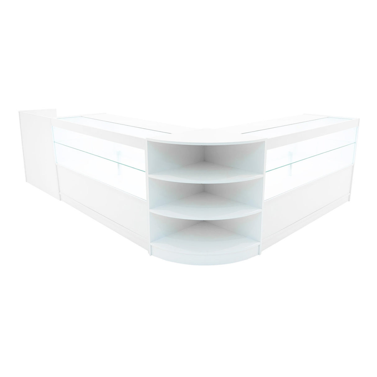 Set Mostradores Comerciales con Luz LED "ECLIPSE" LM60 + 2xC1500 + TB60 – Blanco
