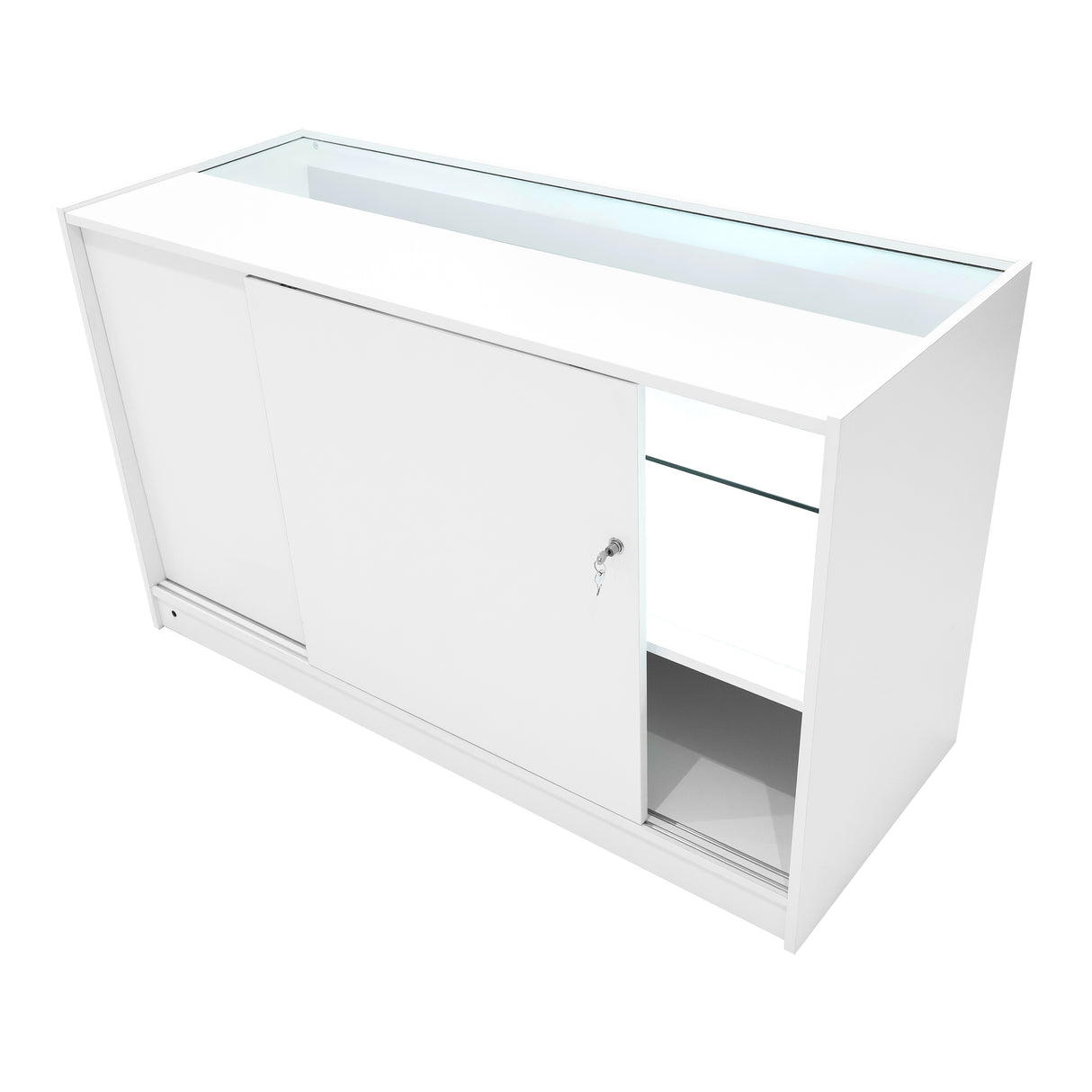 Set Mostradores Comerciales con Luz LED "ECLIPSE" LM60 + 2xC1500 + TB60 – Blanco