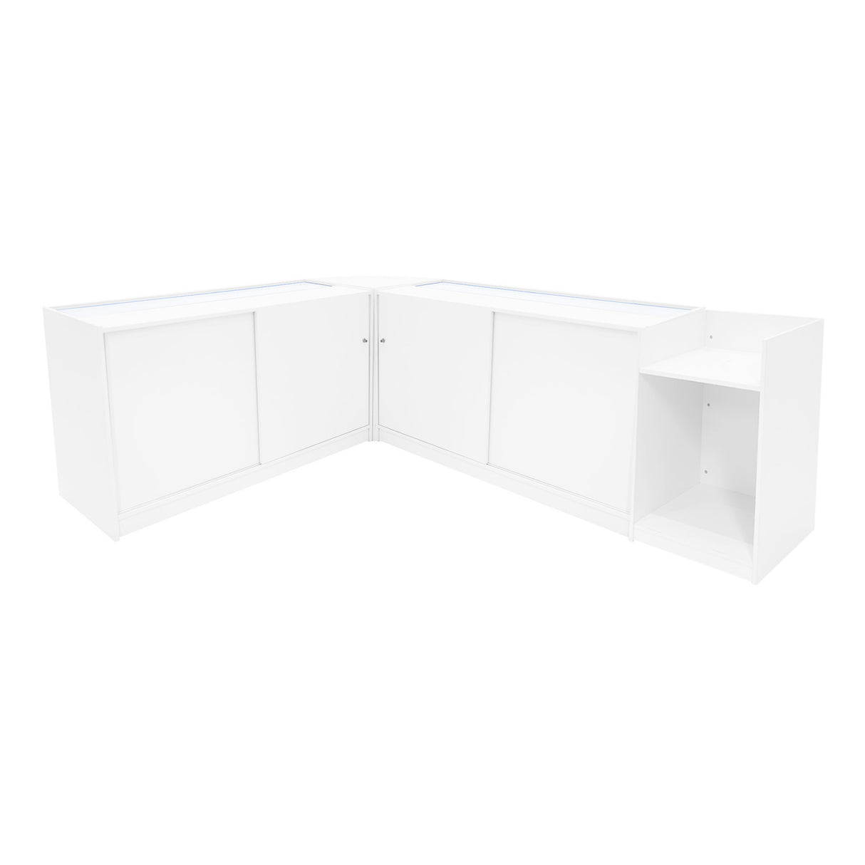 Set Mostradores Comerciales con Luz LED "ECLIPSE" LM60 + 2xC1500 + TB60 – Blanco