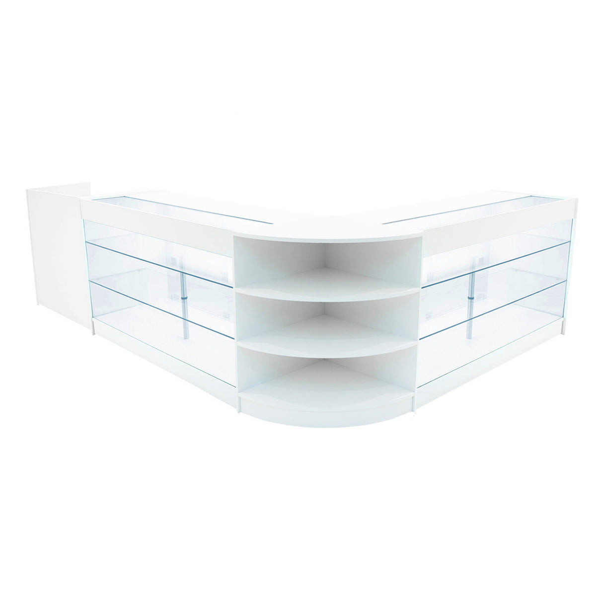 Set Mostradores Comerciales con Luz LED "ASTRO" LM60 + 2xK1500 + TB60 – Blanco
