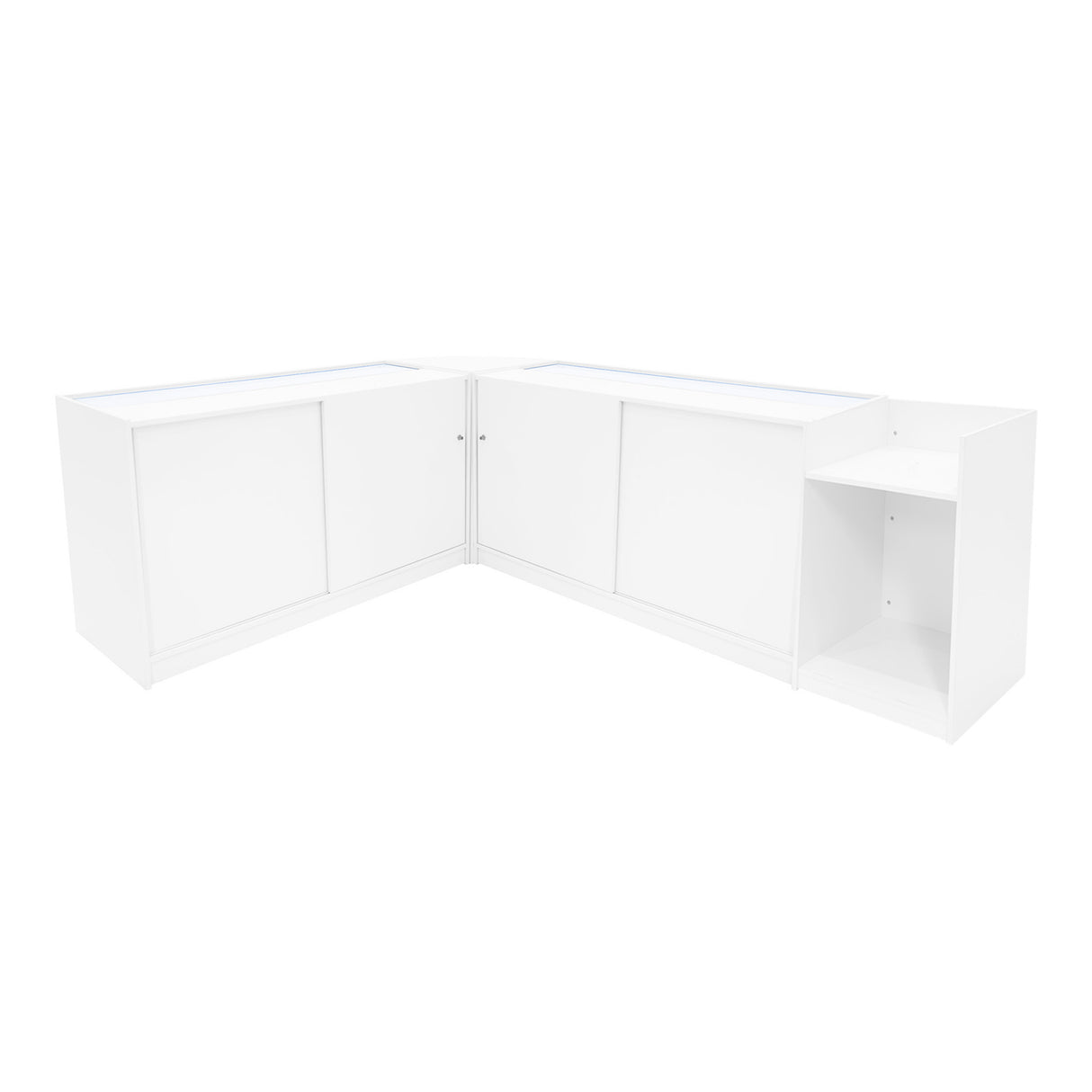 Set Mostradores Comerciales con Luz LED "ASTRO" LM60 + 2xK1500 + TB60 – Blanco