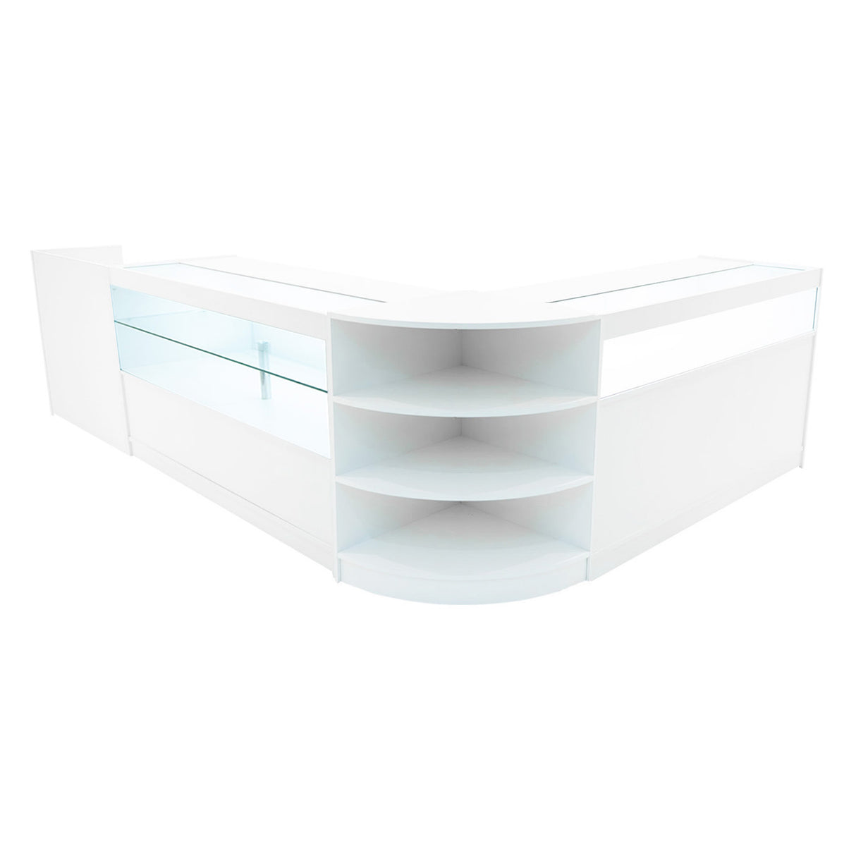 Set Mostradores Comerciales con Luz LED "EUROPA" LM60 + B1500 + C1500 + TB60 – Blanco