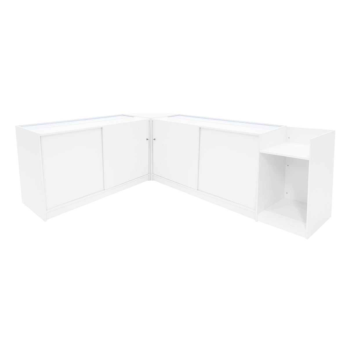 Set Mostradores Comerciales con Luz LED "EUROPA" LM60 + B1500 + C1500 + TB60 – Blanco