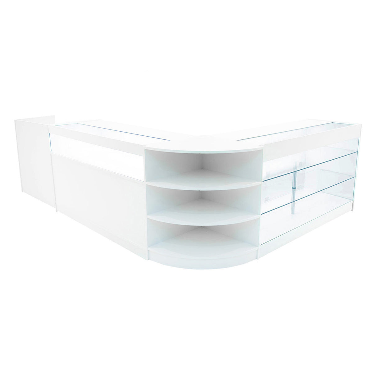Set Mostradores Comerciales con Luz LED "HYPERION" LM60 + B1500 + K1500 + TB60 – Blanco