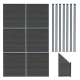 Vallas para exteriores de WPC y Aluminio - 6x Paneles Cuadrados + 1x Oblicuo + 7x Postes con LED | Gris