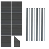 Vallas para exteriores de WPC y Aluminio - 7x Paneles Cuadrados + 1x Oblicuo + 8x Postes con LED | Gris