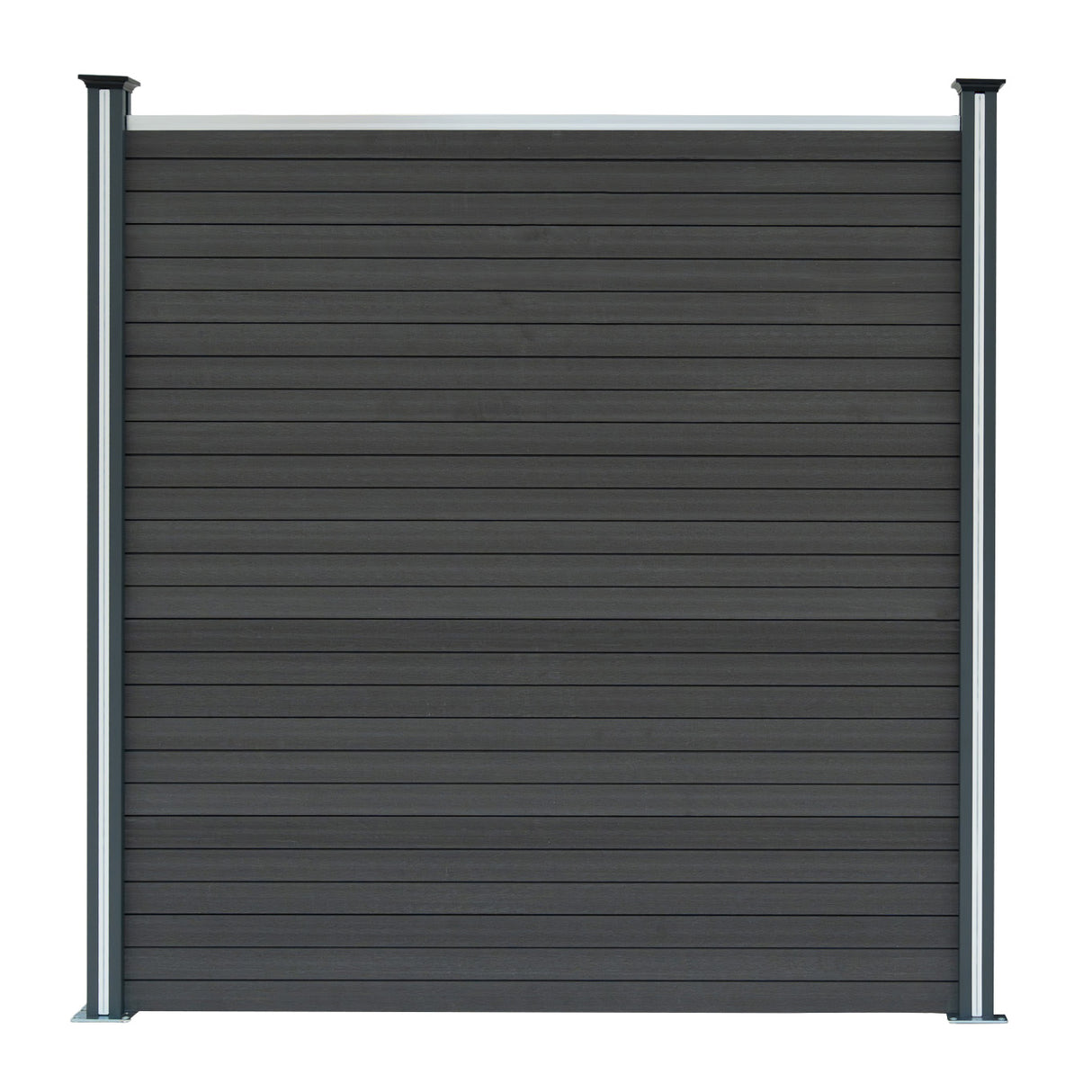 Vallas para exteriores de WPC y Aluminio - 9x Paneles Cuadrados + 1x Oblicuo + 10x Postes con LED | Gris