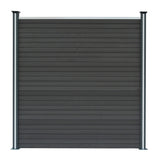 Vallas para exteriores de WPC y Aluminio - 9x Paneles Cuadrados + 1x Oblicuo + 10x Postes con LED | Gris