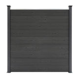 Vallas para exteriores de WPC y Aluminio - 9x Paneles Cuadrados + 1x Oblicuo + 10x Postes con LED | Gris