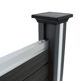 Vallas para exteriores de WPC y Aluminio - 9x Paneles Cuadrados + 1x Oblicuo + 10x Postes con LED | Gris