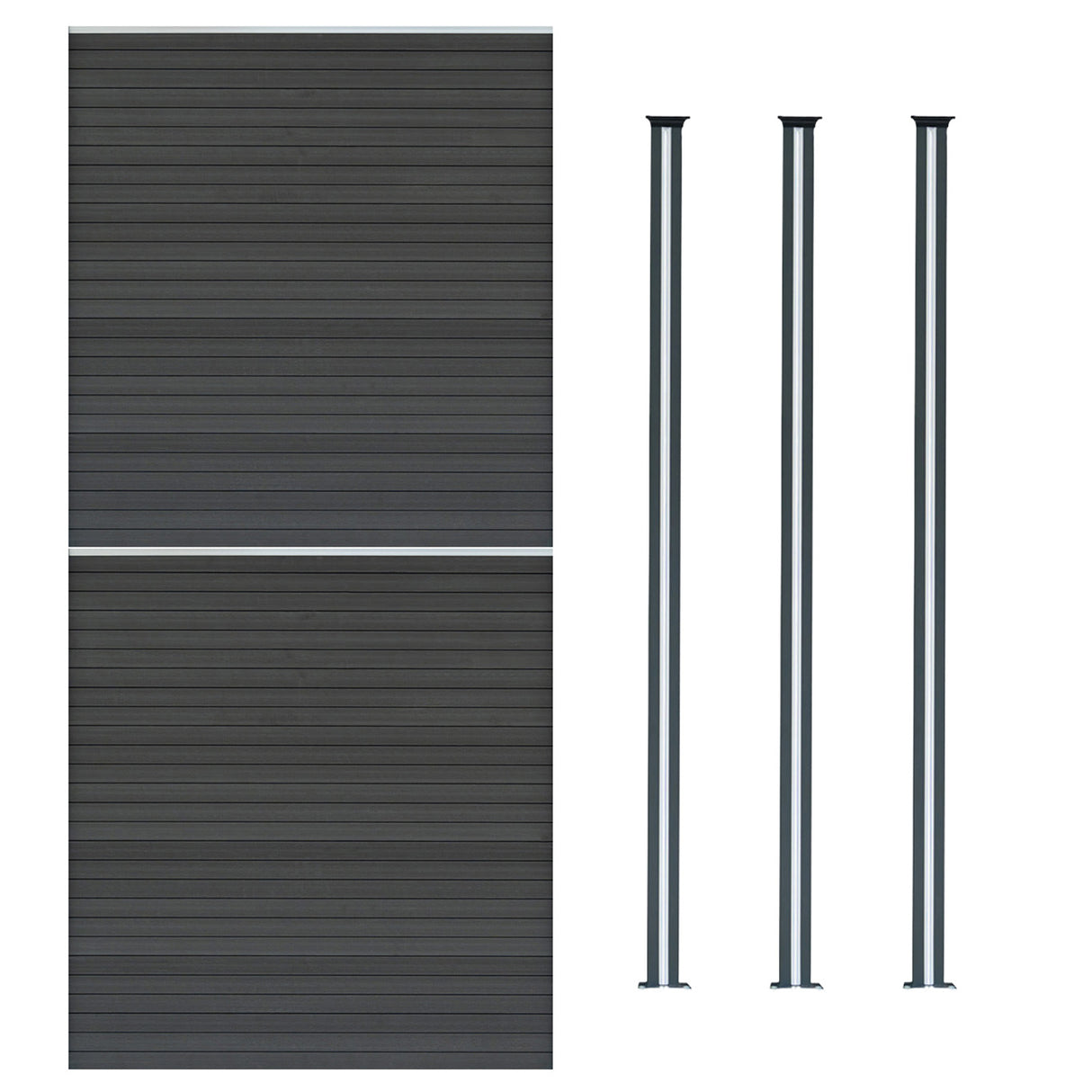Vallas para exteriores de WPC y Aluminio - 2x Paneles + 3xPostes | Gris