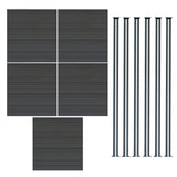 Vallas para exteriores de WPC y Aluminio - 5x Paneles + 6x Postes | Gris