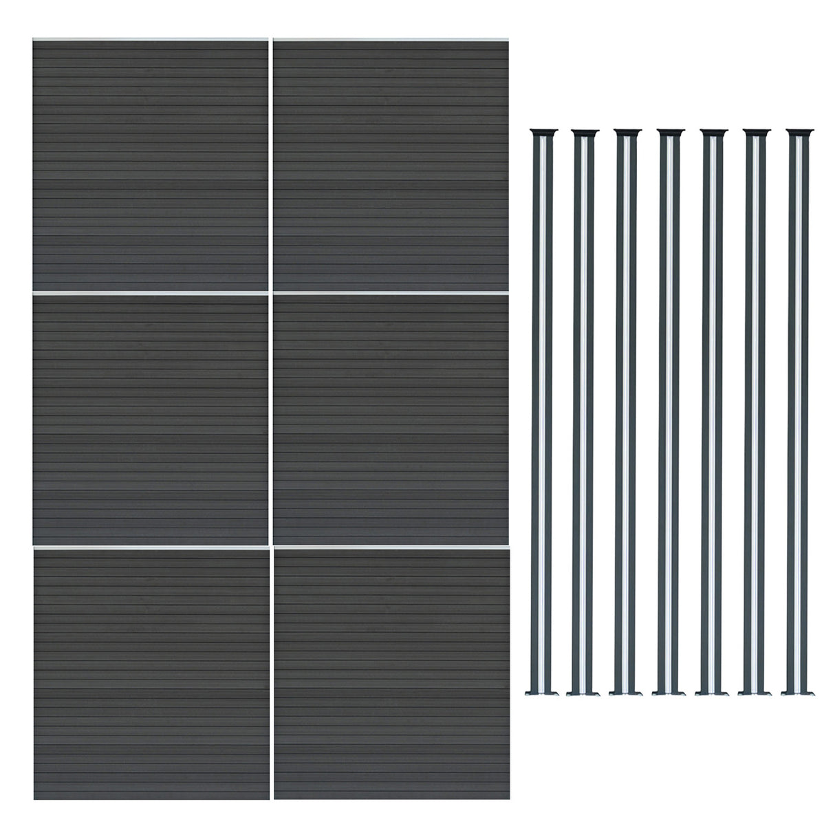 Vallas para exteriores de WPC y Aluminio - 6x Paneles + 7x Postes | Gris