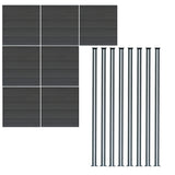Vallas para exteriores de WPC y Aluminio - 7x Paneles + 8x Postes | Gris
