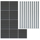 Vallas para exteriores de WPC y Aluminio - 9x Paneles + 10x Postes | Gris