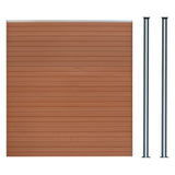 Vallas para exteriores de WPC y Aluminio - 1x Panel + 2x Postes | Marrón