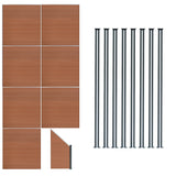Vallas para exteriores de WPC y Aluminio - 7x Paneles Cuadrados + 1x Oblicuo + 8x Postes con LED | Marrón
