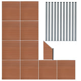 Vallas para exteriores de WPC y Aluminio - 10x Paneles Cuadrados + 1x Oblicuo + 11x Postes con LED | Marrón
