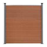 Vallas para exteriores de WPC y Aluminio - 9x Paneles Cuadrados + 1x Oblicuo + 10x Postes con LED | Marrón