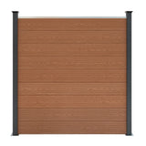 Vallas para exteriores de WPC y Aluminio - 9x Paneles Cuadrados + 1x Oblicuo + 10x Postes con LED | Marrón