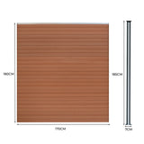 Vallas para exteriores de WPC y Aluminio - 9x Paneles Cuadrados + 1x Oblicuo + 10x Postes con LED | Marrón