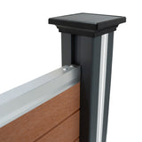 Vallas para exteriores de WPC y Aluminio - 9x Paneles Cuadrados + 1x Oblicuo + 10x Postes con LED | Marrón