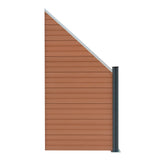 Vallas para exteriores de WPC y Aluminio - 9x Paneles Cuadrados + 1x Oblicuo + 10x Postes con LED | Marrón