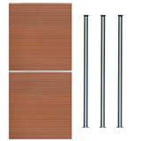 Vallas para exteriores de WPC y Aluminio - 2x Paneles + 3xPostes | Marrón