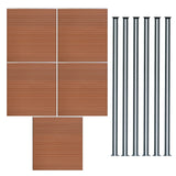 Vallas para exteriores de WPC y Aluminio - 5x Paneles + 6x Postes | Marrón