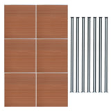 Vallas para exteriores de WPC y Aluminio - 6x Paneles + 7x Postes | Marrón