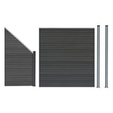 Vallas para exteriores de WPC y Aluminio - 1x Panel Cuadrado + 1x Oblicuo + 2x Postes con LED | Gris