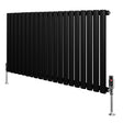 Radiador de columna ovalado negro de 600 mm x 1200 mm con válvulas, diseño moderno y acabado mate, ideal para cualquier espacio