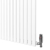 Radiador de columna ovalado blanco de 600 mm x 1200 mm con válvula metálica brillante, diseño elegante y moderno para calefacción eficiente